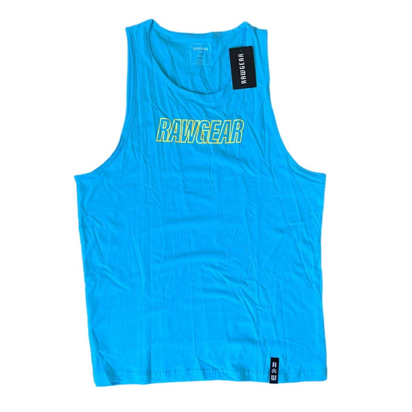 NWT Mens RAWGEAR Teal Yellow Athletic‎ Workout Gym Tank Top sz XLARGE XL - Picture 1 of 4